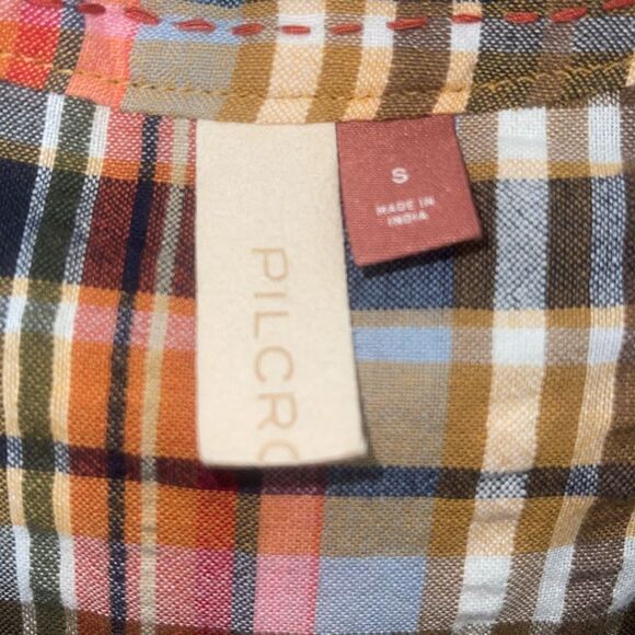 Pilcro Womens Plaid Tie Neck Button Front Long Sleeve Blouse Multicolor Small - Picture 8 of 11